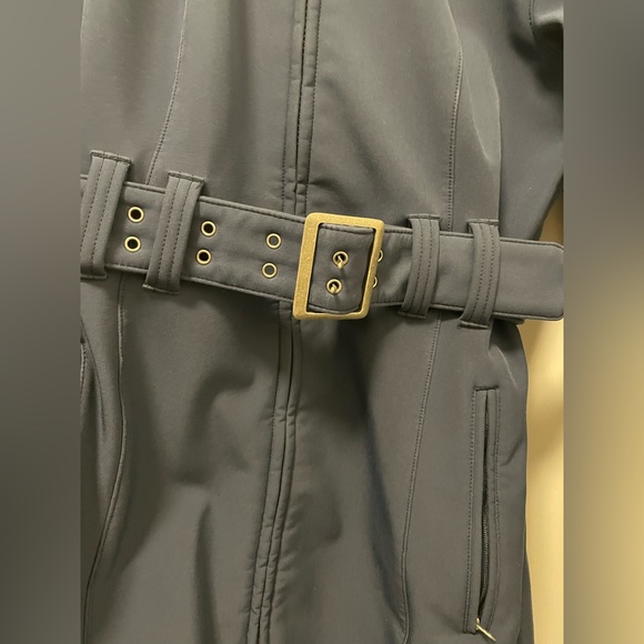 Ladies knee length blue The North Face coat with belt - Picture 4 of 6